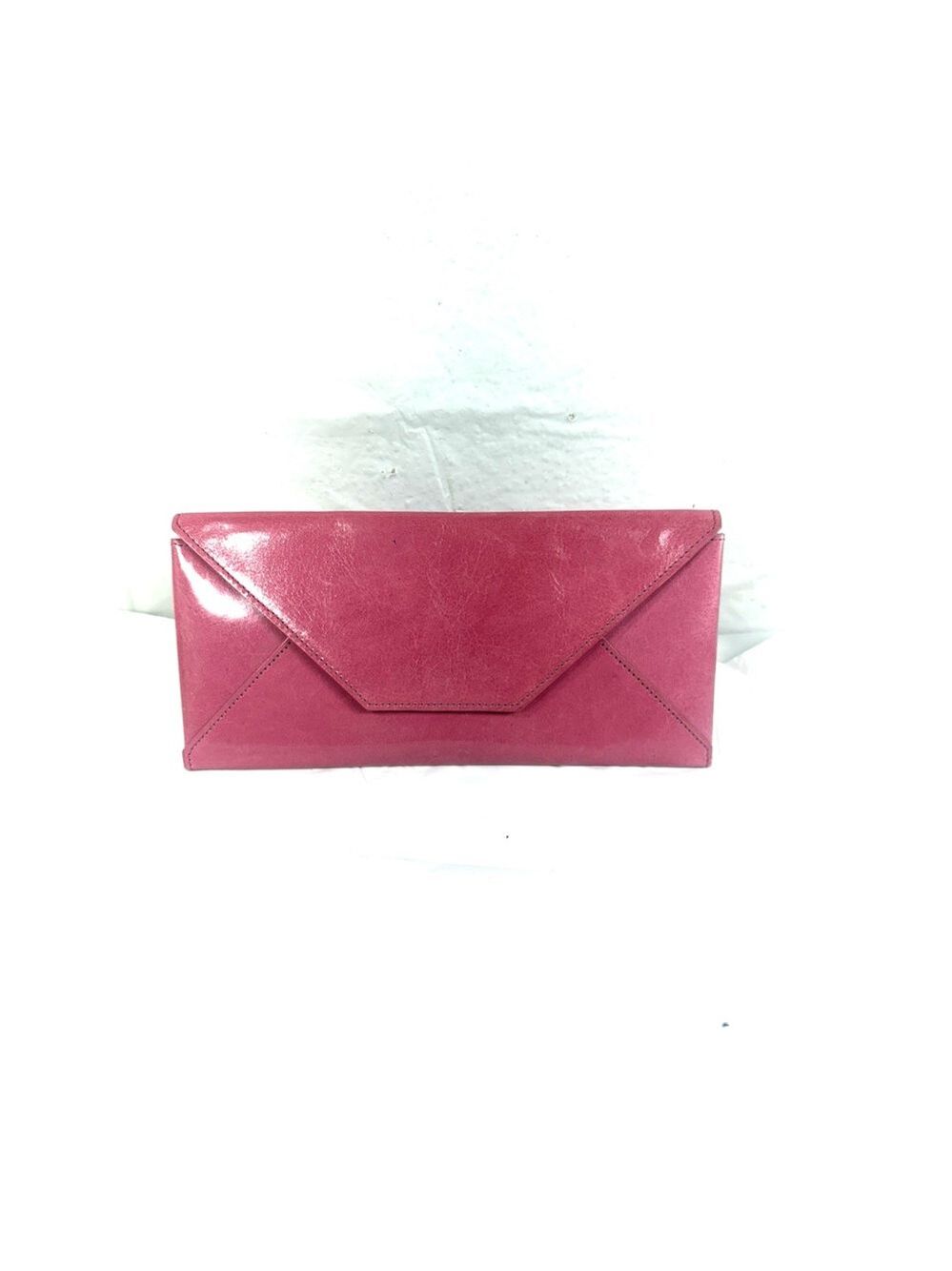 Abas Pink Leather Clutch Envelope Wallet Travel Barbie Pink